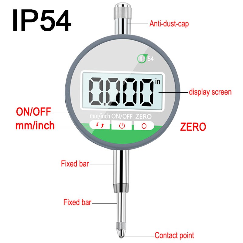 0-12.7mm IP54 dustproof and oilproof waterproof touch digital display dial indicator