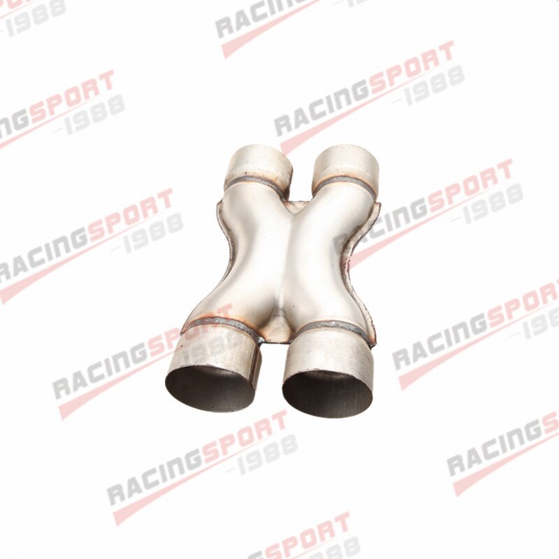 Exhaust Crossover X Pipe Aluminized Steel 3" Inch 76mm Dual Inlet / Outlet