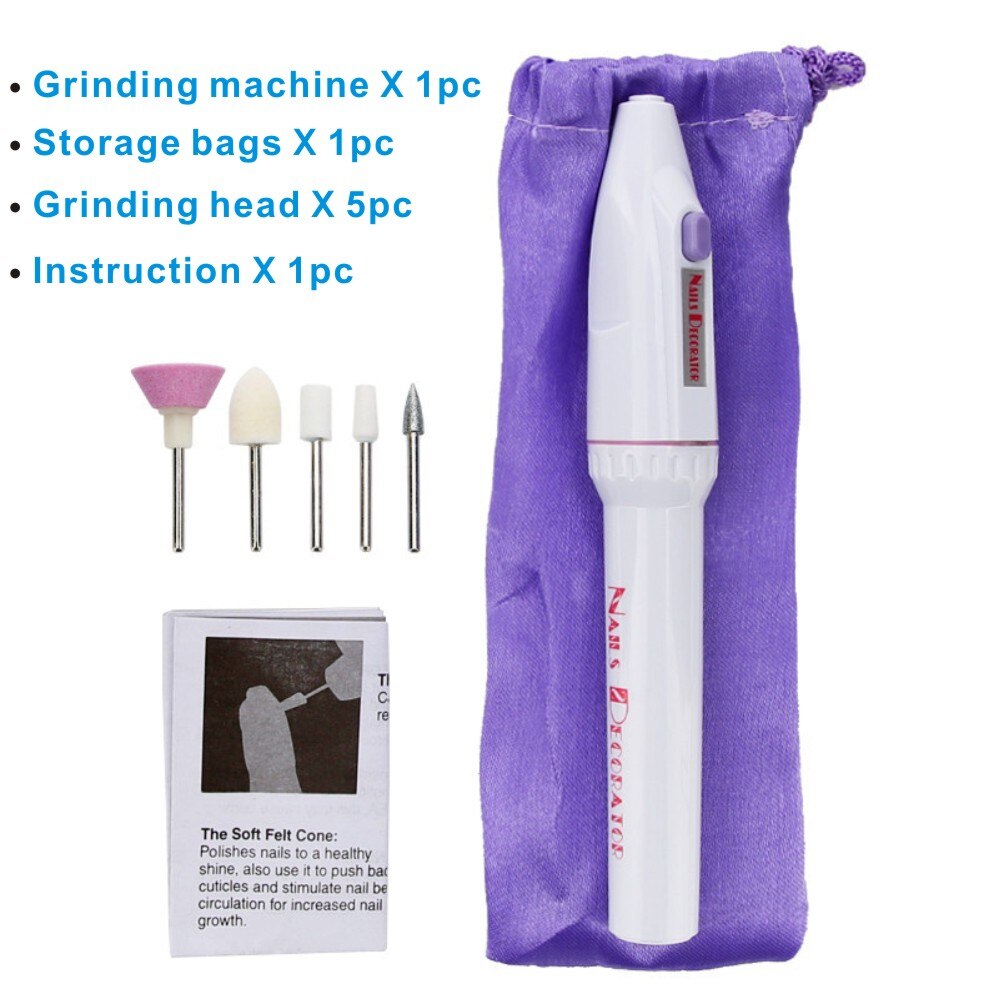 Máquina pulidora eléctrica para uñas, equipo de arte para callos, manicura y pedicura, herramienta pulidora para tallar y pulir, 5 brocas: Nail Polisher