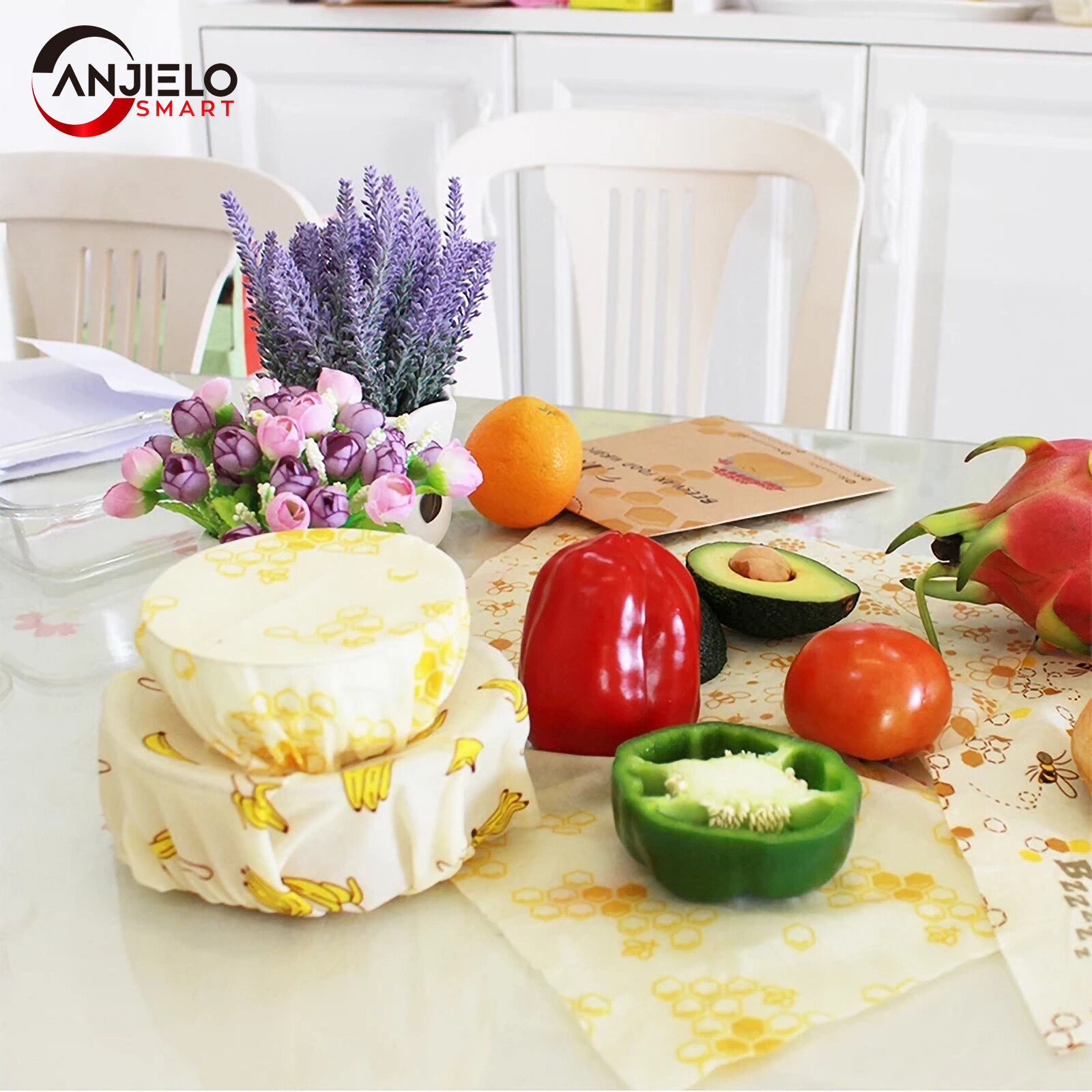 Anjielosmart Reusable Food Wraps Roll custom food wrapping Wrap Eco Friendly Sustainable beeswax wrap for Food Storage