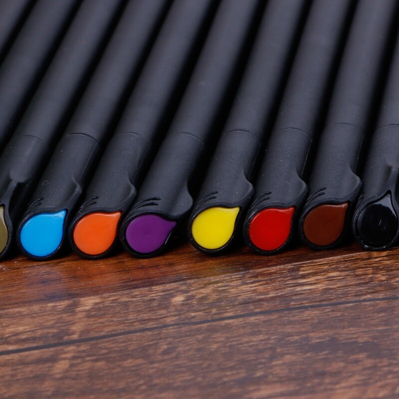 ZHUTING Plastic Fineliner 12 / 24 Colors Pen Set 0.4mm Fine Tip Line Writing Drawing Marker Pen