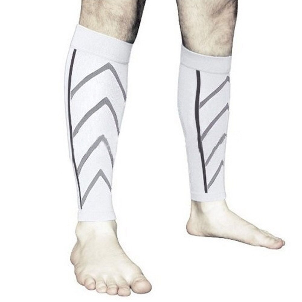 Par kalvstøtte gradueret kompression ben ærme sports sokker udendørs træning ben ærmer sportsbeskyttelsesprodukter  #w1: Hvid