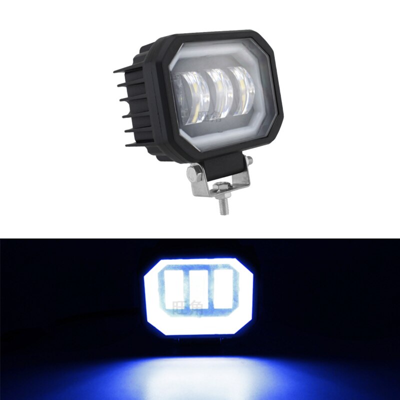 Motorcycle Led Headlight Work Light 4×4 SUV 30W Fog Lamp with Angel Eyes Car Offroad Truck Tractor Spot Beam Floodlight 9-32V: 1Pcs blue light