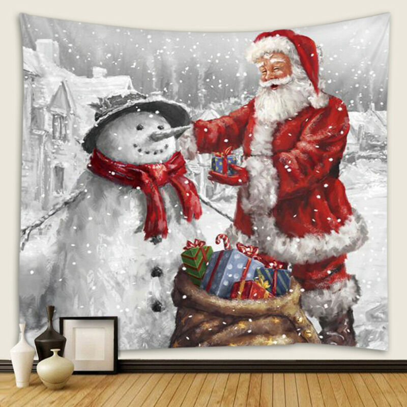 Jul væghængende gobelin dekoration julemanden vægindretning stor 230 x 180cm