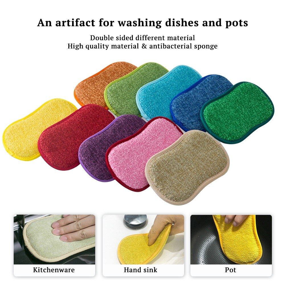 Esponja mágica para el hogar, cepillo de limpieza de cocina, esponjas de microfibra para lavar platos, accesorios de baño, , 1/5/10 Uds.