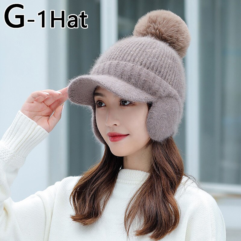 Bonnet Skullies tricoté pour femme, bonnet épais et , couvre-chef de unisexe, ensemble d'équitation en plein air, hiver: G