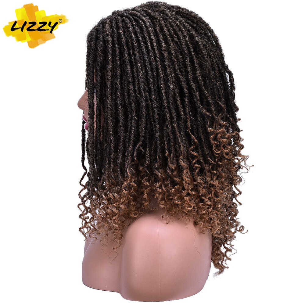 14Inch Godin Faux Locs Pruik Haak Twist Gevlochten Haar Pruiken Voor Zwarte Vrouwen Ombre Dreadlock Soul Godin Locs Korte haar Lizzy