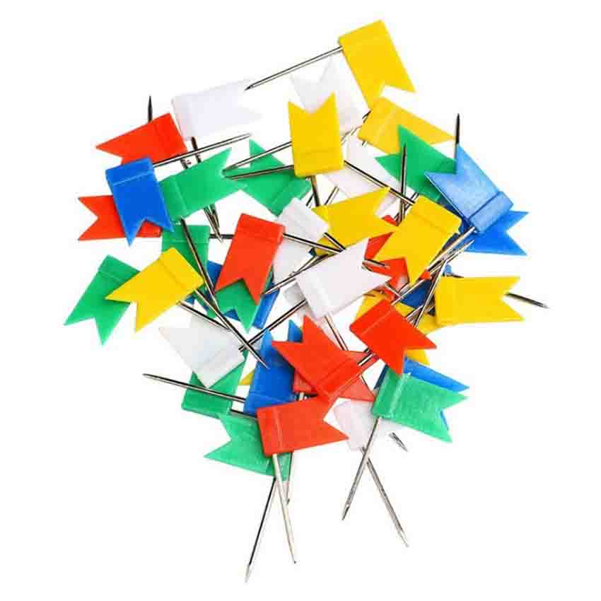 Chinchetas largas con forma de bandera para el hogar y la Oficina, herramientas decorativas con tachuelas, tablero de corcho de colores, mapa marcado, 50 unids/lote