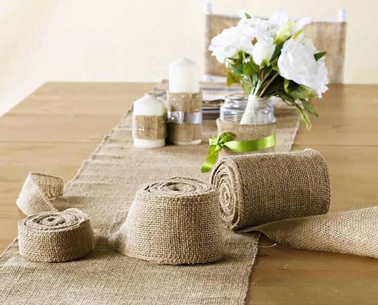 Toile de Jute naturelle pour chaise de mariage | Rouleau de ceinture, 10CM, 10 M/Lot