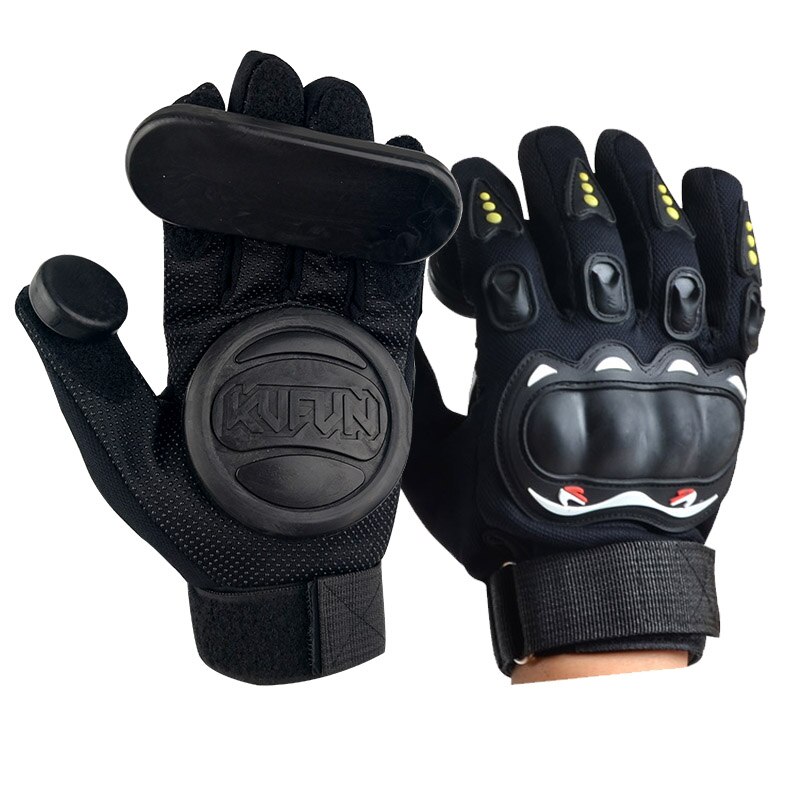 KUFUN Skateboard Handschuhe Downhill Slide Handschuhe Feuer Stein Flint Funken Longboard Handschuhe Schutz Getriebe/Pad Downhill Slide Handschuhe: 3 black patten glove