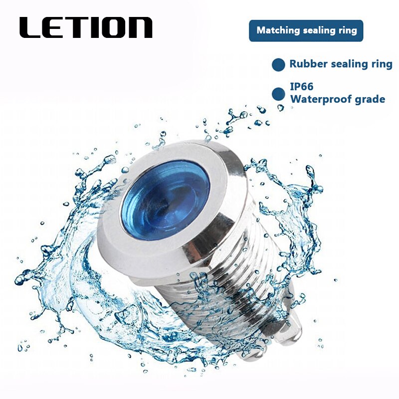 12mm Metal Indicator Light LED Waterproof Signal Lamp 12V 24V 220V Red Yellow Green White Blue Pilot Seal Bulb