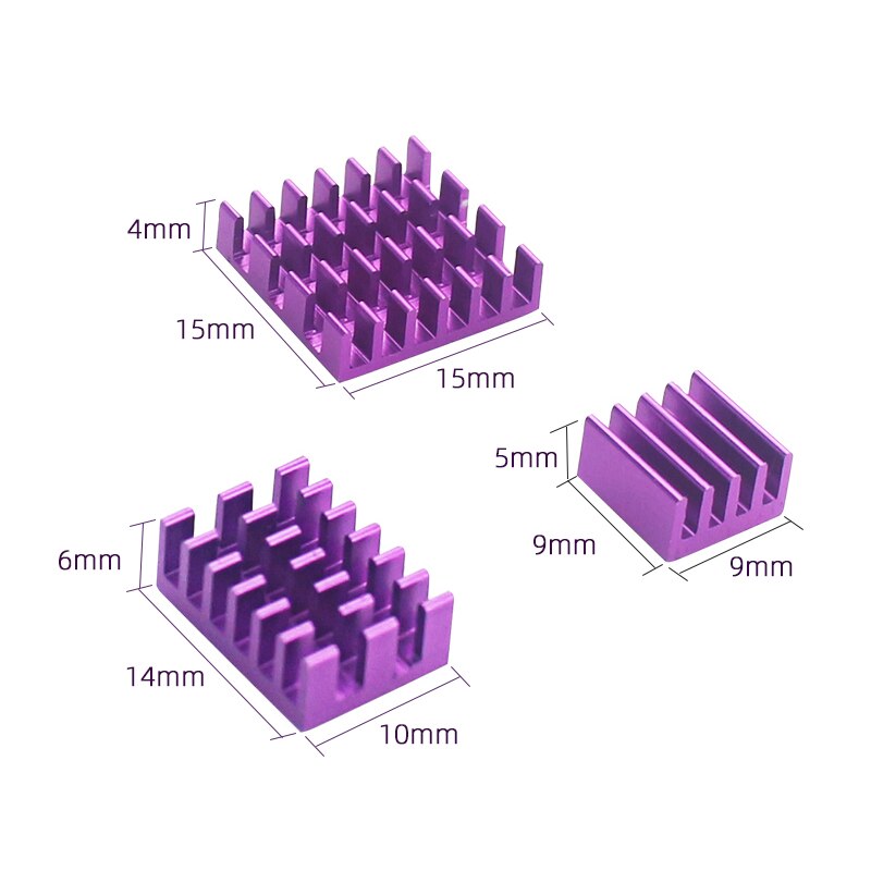 3pcs Raspberry Pi 4 Heat Sink Aluminum Heatsink Raspberry Pi 4B Radiator Cooling Kit Cooler for Raspberry Pi 4 Model B: Purple