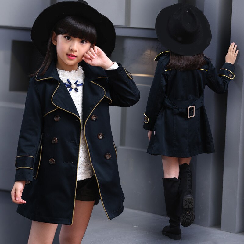 Meisjes trenchcoat lente kinderen lange jas kinderen blazer katoenen bovenkleding jassen tienermeisjes kleding bovenkleding