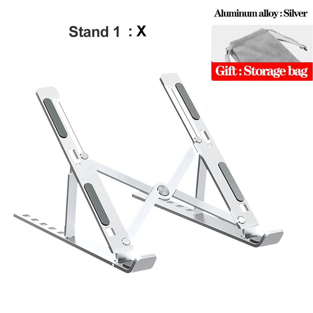 Laptop Holder for MacBook Air Pro 13 Retina Notebook Laptop Stand Bracket Foldable Aluminium Alloy Laptop Holder for PC Notebook: Silver 1