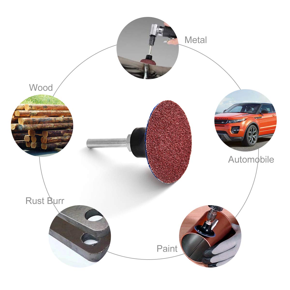 30PCS 2 Inch(50mm) Roll Lock R-Type Quick Change Discs Red Grain Sanding Disc Metal Surface Conditioning Die Grinder Accessories