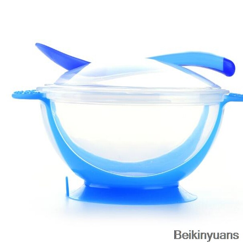 Babybestick 3 stycken / set babysugsservis baby skedskål med temperaturavkänning barnmat matning säker skål servis