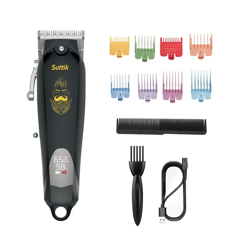 Resuxi Oplaadbare Tondeuse Met Digitale Display Alle Metalen Tondeuse Professionele Trimmer Voor Mannen Snijmachine Haar: 04 USB black