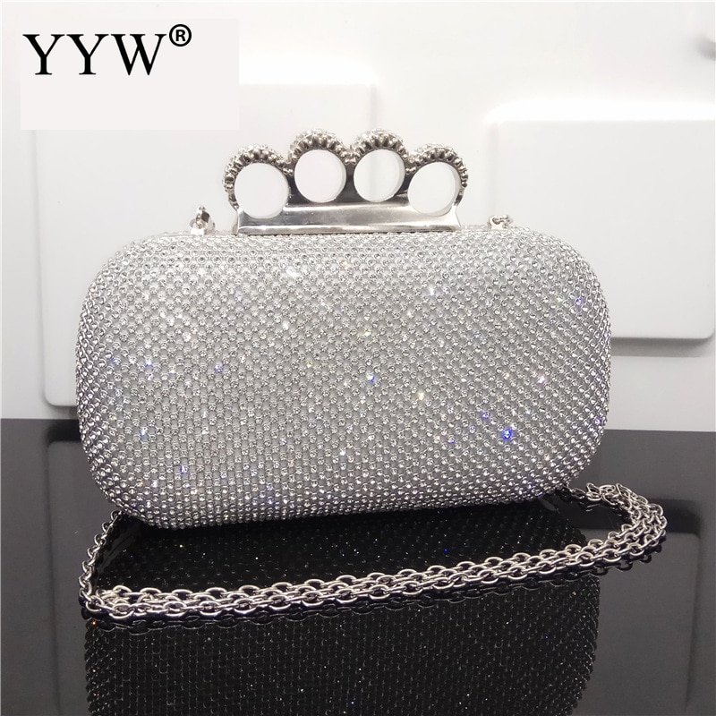 Pochette de soirée pour femmes, diamants argentés strass, cristal, portefeuille de jour, bourse pour mariage, Banquet