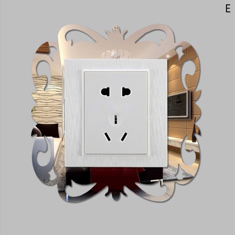 Pegatinas de pared de fotos con interruptor, 1 Uds., bricolaje, decoración creativa para el hogar, pegatinas de pared de espejo 3D Acrílico: E