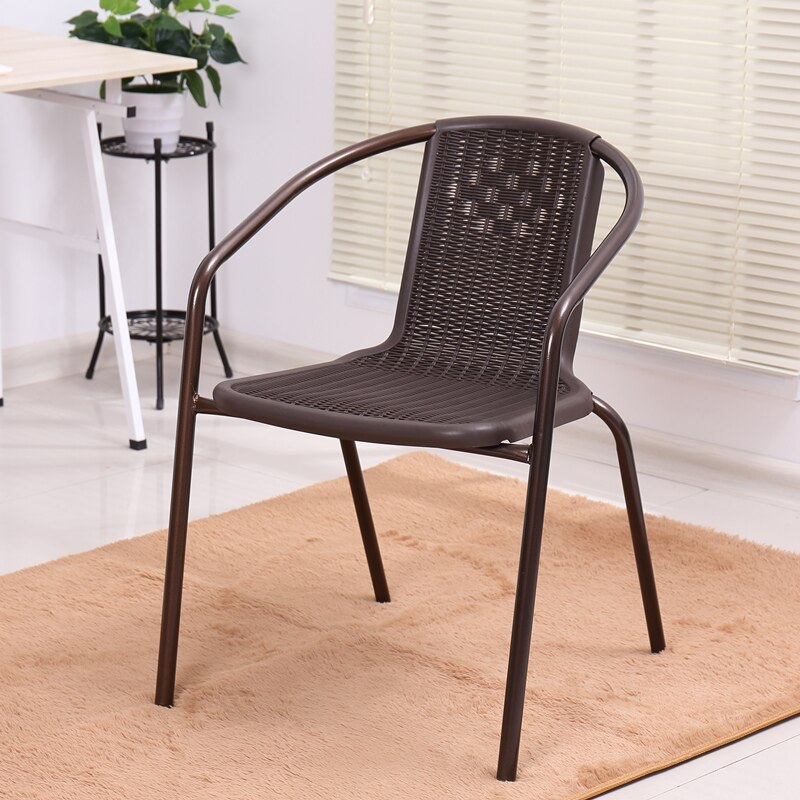 Single Armchair PE Rattan Chair Household Dining Chair Sofa Chair Office Chair Conference Chair Balcony Table and Chair: Heightened Brown
