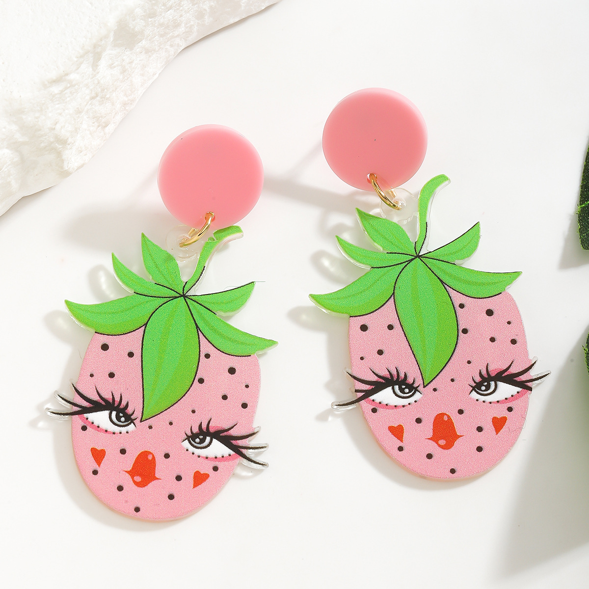 dessin animé coloré banane fraise pastèque boucles d'oreilles pour les femmes acrylique été plage fruits fête bijoux: Estampage à chaud