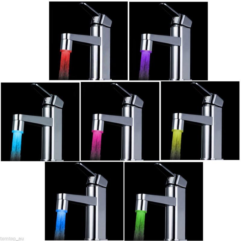 Grifo de agua con luz LED que cambia, grifo de ducha luminoso para baño, luz para el hogar, 7 colores