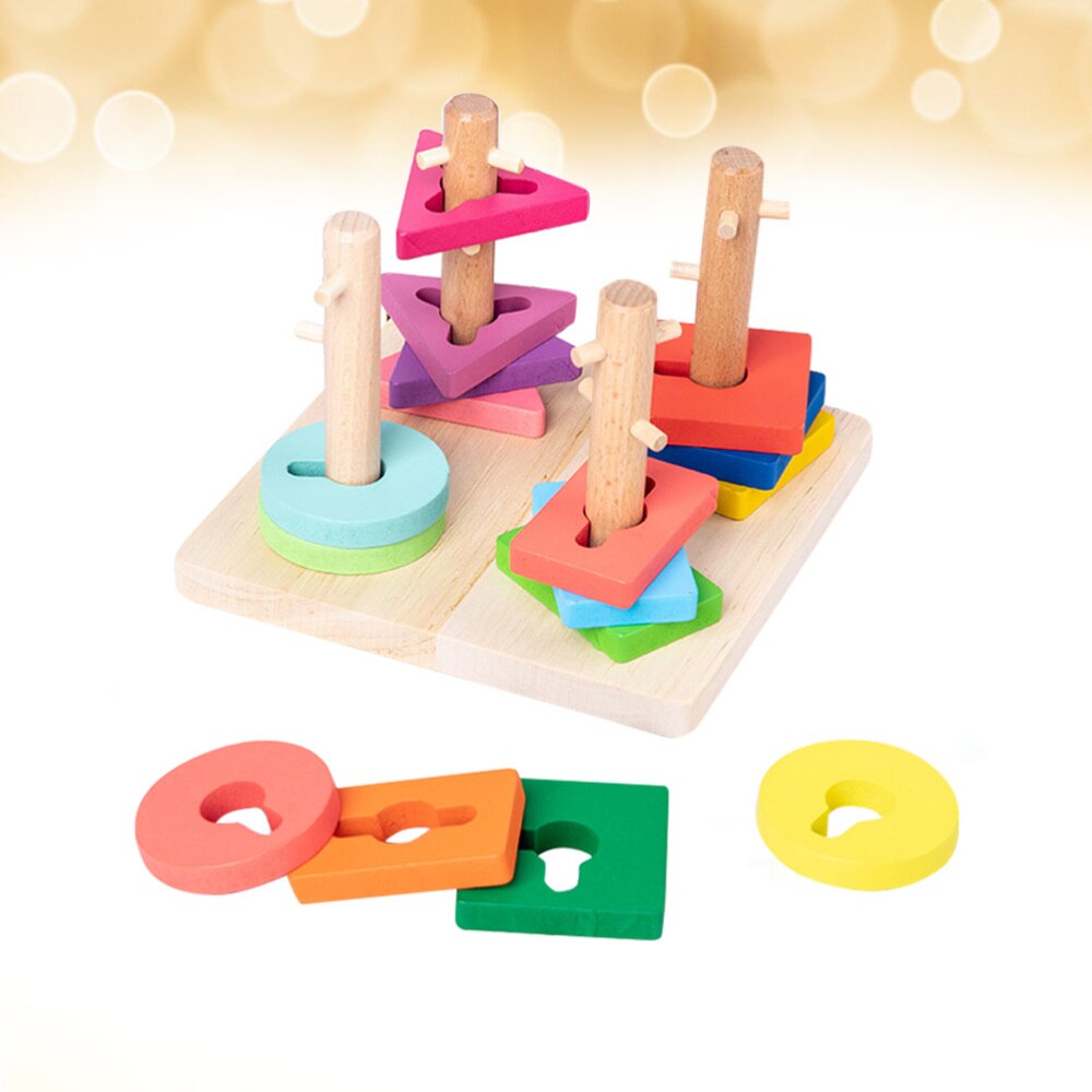 1 set houten schattige kleurrijke educatieve speelgoed kinderspelletjes geometrisch speelgoed voor kinderen
