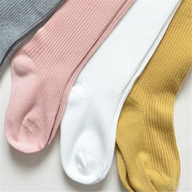 Juríadka meia-calça infantil feminina de algodão, meia-calça feminina de malha macia e sólida para bebê, branca e preta apertada, primavera e outono