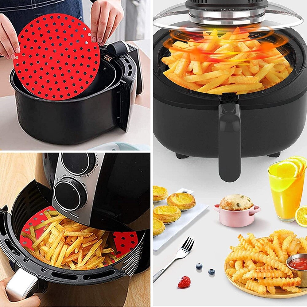 Silicone Air Fryer Liner Reusable Non-Stick Steamer Pad Cooking Mat Air Fryer grilles Air Fryer Baking Papers Bakeware Oil Mats