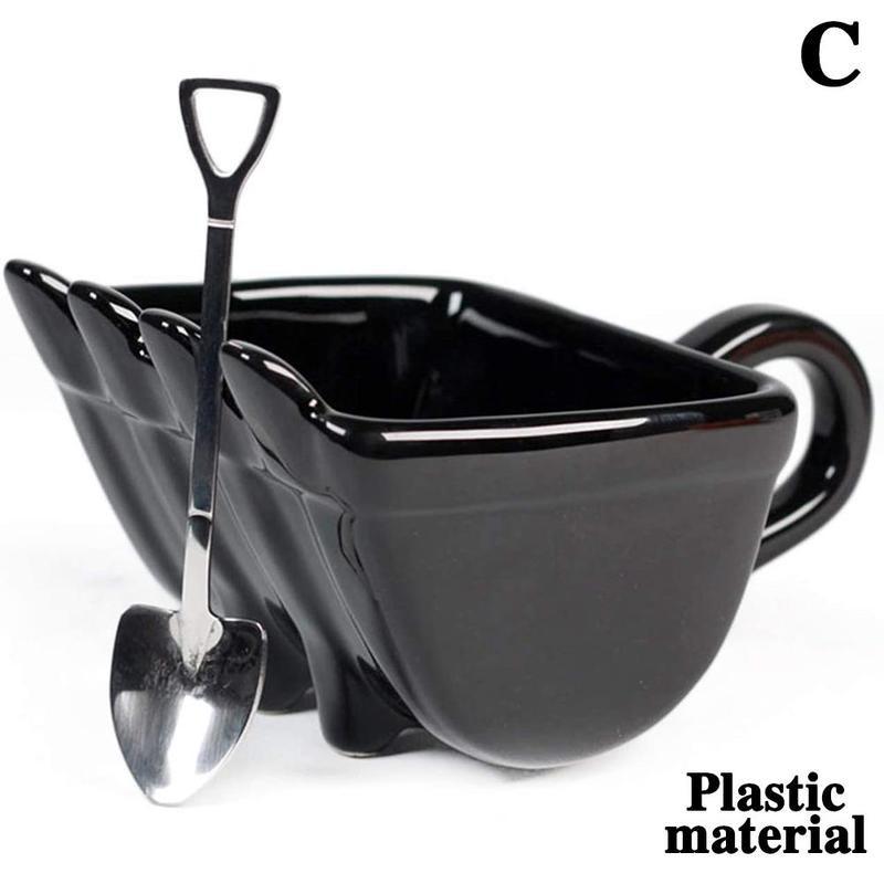 Coffee Cup Digger Excavator Bucket Model Mugs Milk Coffee Tea Cup Mug Coffee Water Mugs Cup with Spoon: Black