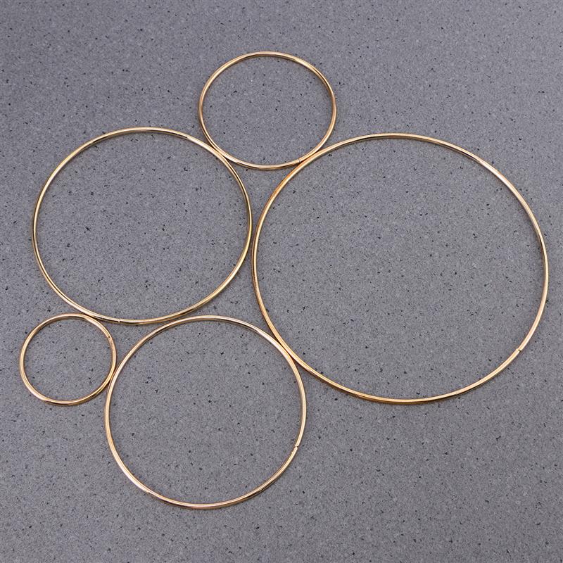 Anneau attrapeur de rêves en métal 5 pièces cerceau artisanal en macramé accessoires à créer soi-même (50mm, 80mm, 100mm, 120mm et 160mm)