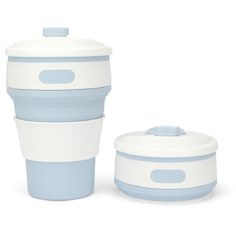Portable Coffee Cup Mugs Travel Collapsible Silicone Cup Folding Water Cups BPA FREE Food Grade Drinking Ware Mug Tea Cups: sky blue