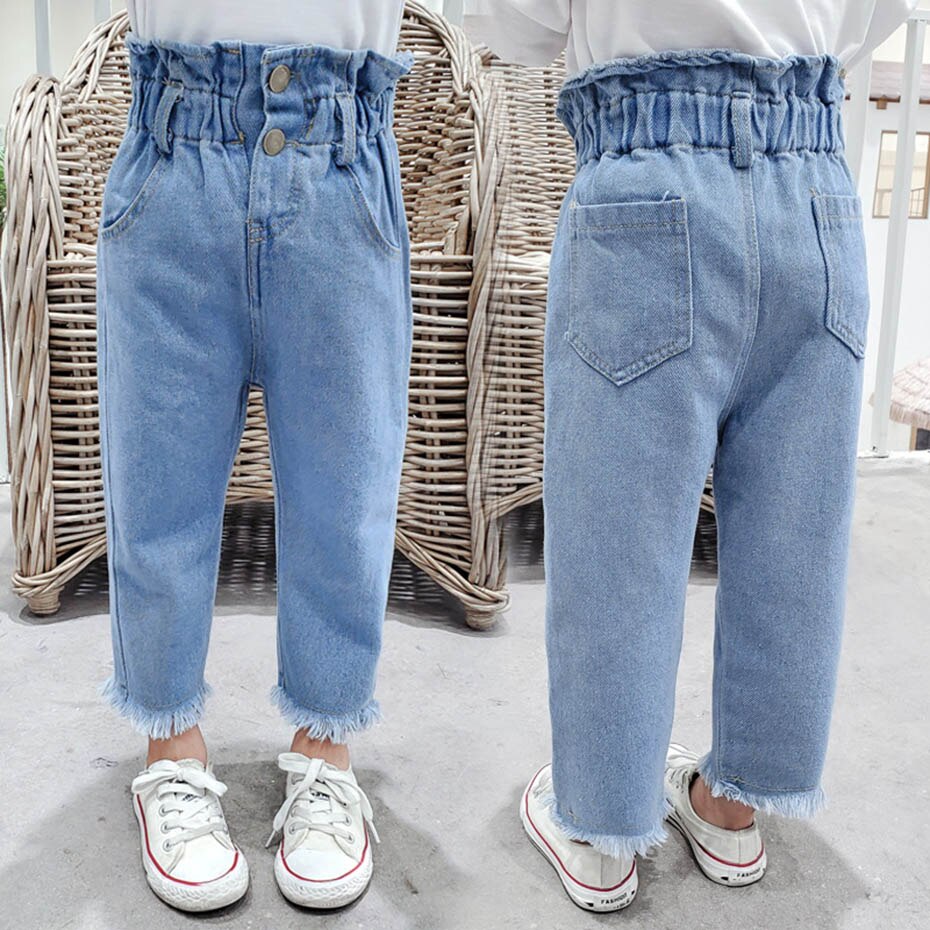 Baby Girl Jeans Tassel Girl High Waist Jeans Kids Casual Style Jeans Kids TollderClothes For Girls