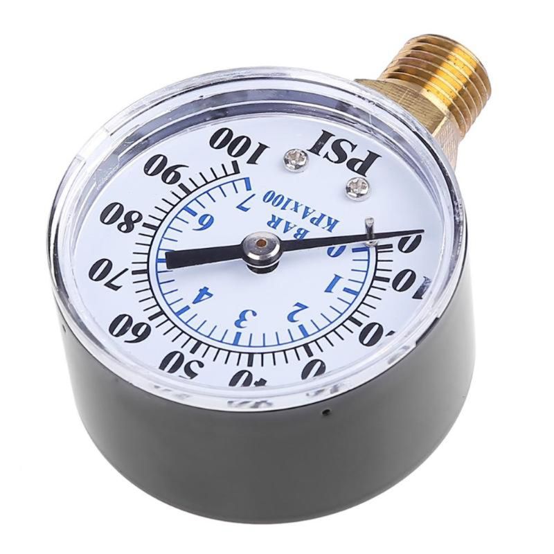 Well Pump Pressure Gauge 1/4'' NPT Thread 0-100 PSI 0-7 Bar Water Air Gas Pressure Monitor