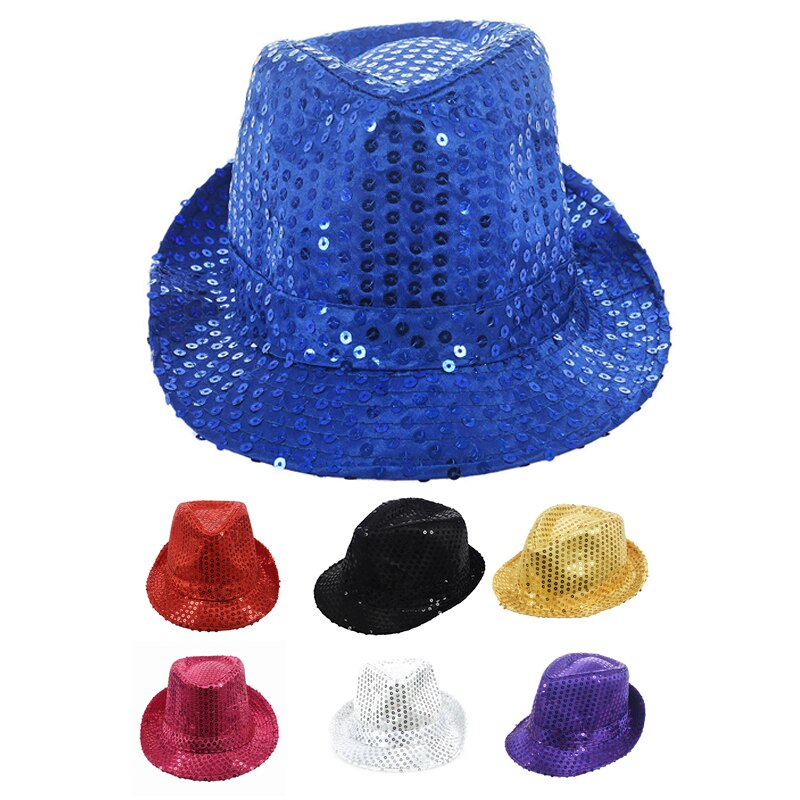 Pailletter trilby hat top hat fancy dress fest polterabend nat dans teater shows, gul: Default Title