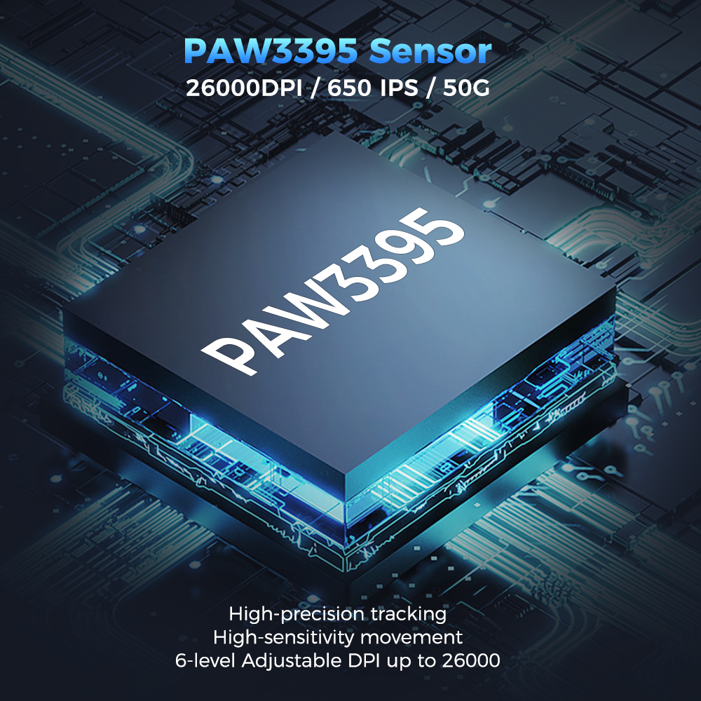 Kysona M600 V2 Schwarz PAW3395 Wireless Gaming Esports Maus 55g 26000DPI 6 Tasten Optische PAM3395 Computer Mäuse für Laptop PC