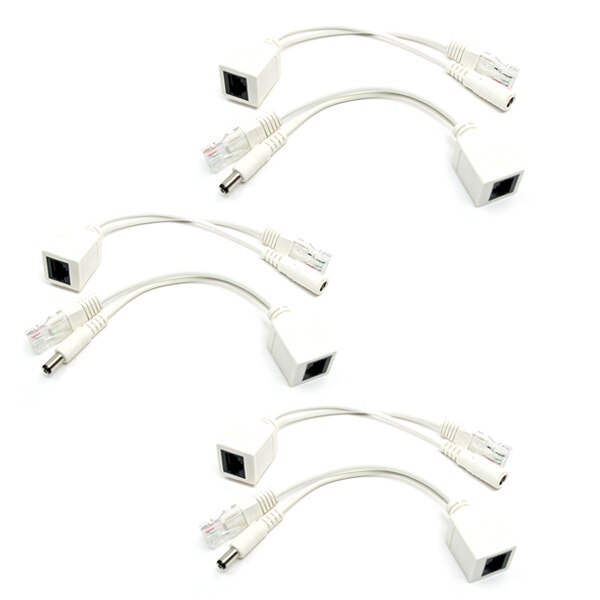 Poe kabel poe kabel passiv strøm over ethernet adapter kabel poe splitter injektor strømforsyningsmodul 12-48v for ip kamera: 3 par poe kabel