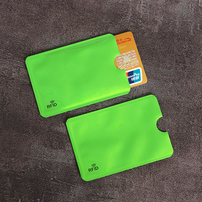 Funda para tarjeta antiescaneo, Protector de tarjeta RFID NFC de crédito, papel de aluminio antimagnético, tarjetero portátil para tarjetas bancarias, 10 Uds.: Verde claro