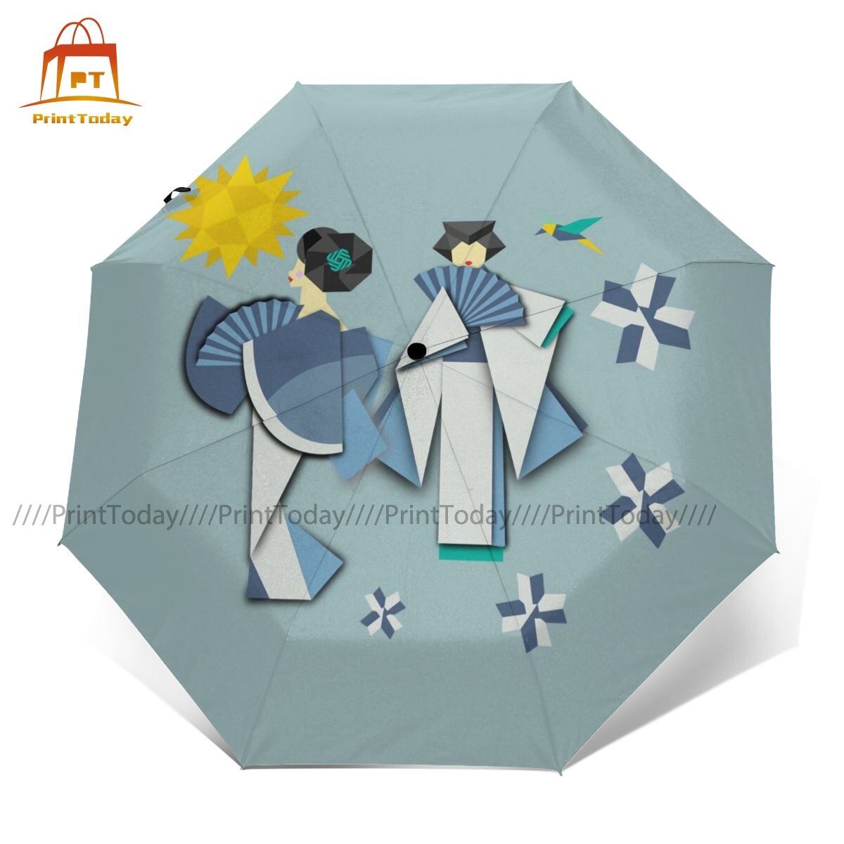 Kokeshi Umbrella Auto Protection Umbrella Charm Painting Garden Folding Umbrella