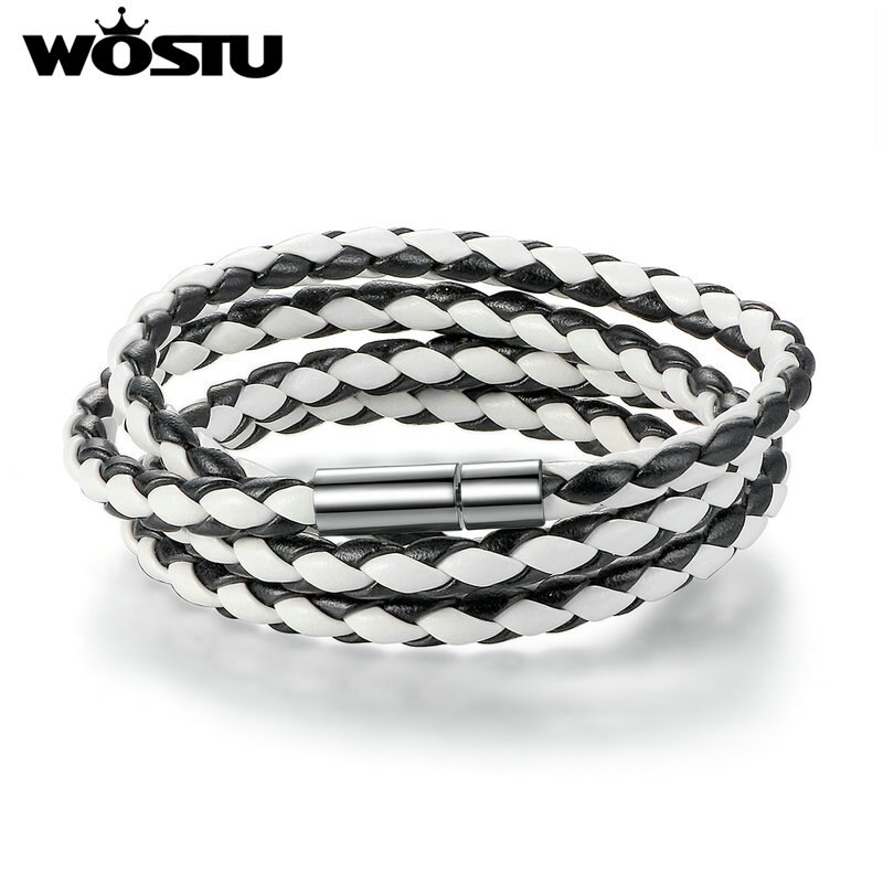 WOSTU offre spéciale 6 couleur 60CM Bracelet en cuir PU avec fermoir magnétique bijoux pour femmes hommes Pulseira XCJ0063