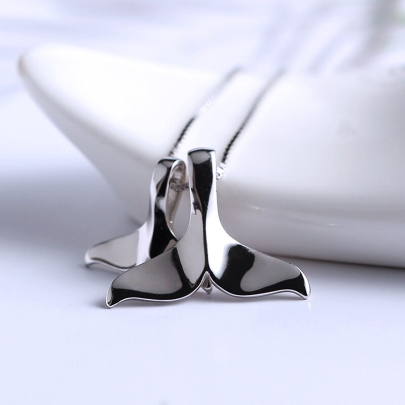 Plata de Ley 925 colgante de cola de ballena Collar para las mujeres Delfín de cola de pescado de Gargantilla de plata collares, joyas de accesorio