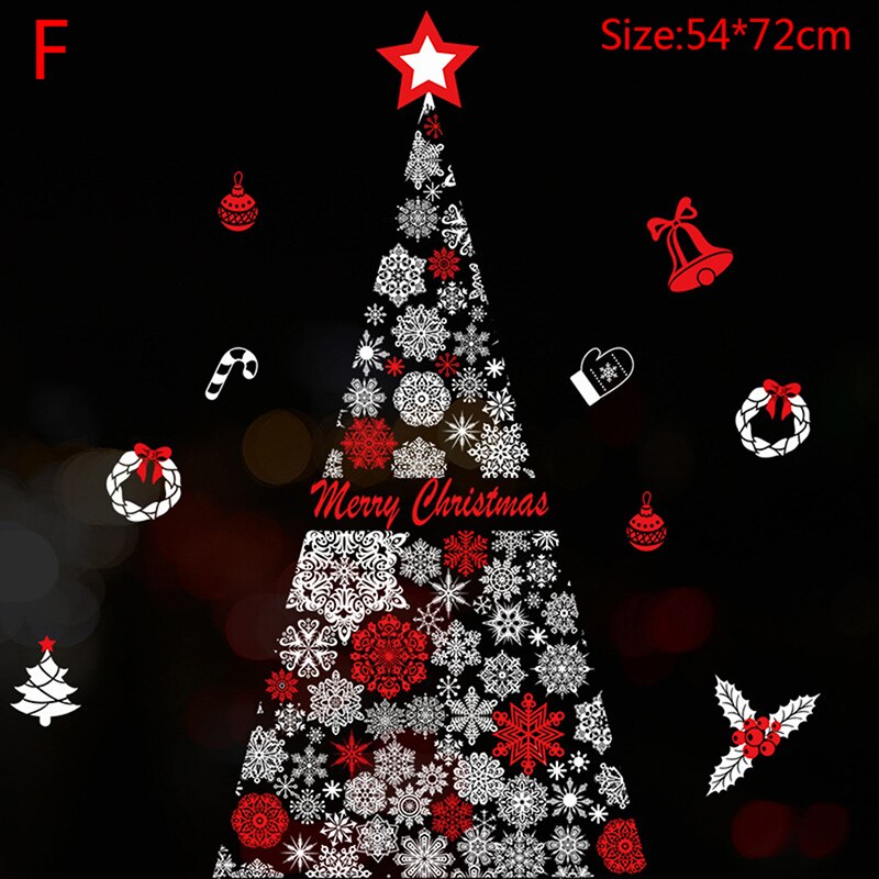 Christmas Stickers Window Glass Stickers Paster round Tube Packaging Glue-Free Electrostatic Christmas Decorations: F