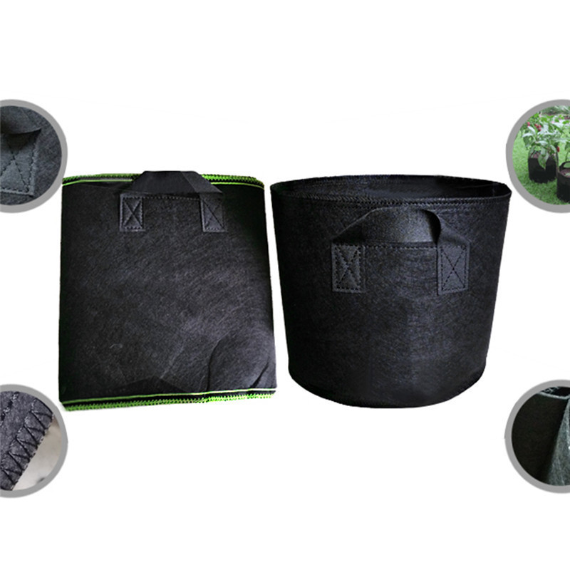 Bolsas negras para macetas de vivero de telas no tejidas, maceta de ventilación para plantar con orejas, bolsa para cultivo, bolsa verde para plantar en el jardín y balcón