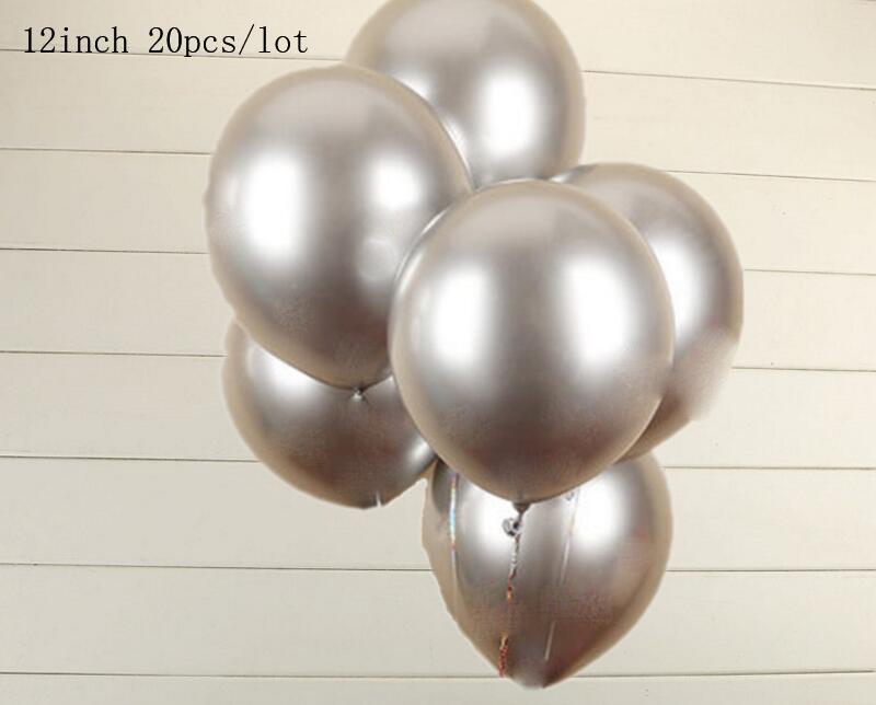 12/10inch Matt Round Pomegranate Red Latex Balloon Party Decoration Ruby Red Double Layer Balloon: 20pcs silver 12inch