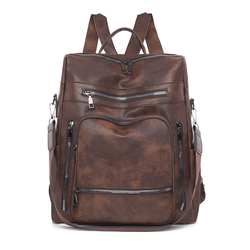 Mochila clásica de cuero de para mujer, mochila de viaje de lujo de Color sólido 2025, Mochilas escolares informales para niñas, Mochilas femeninas: Azul