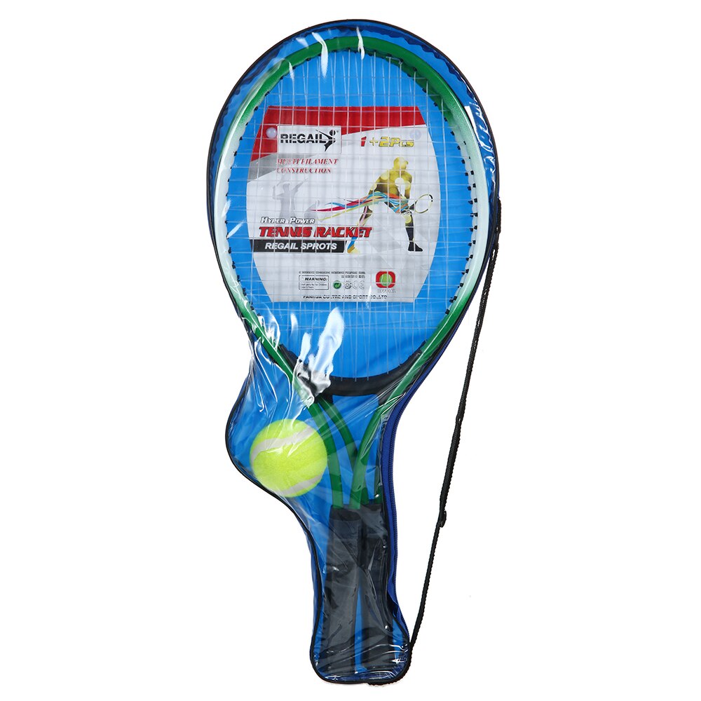 2 Stks Kids Tennisracket String Tennisrackets met 1 Tennisbal en Cover Tas Sport Fitness Blauw Tennisracket