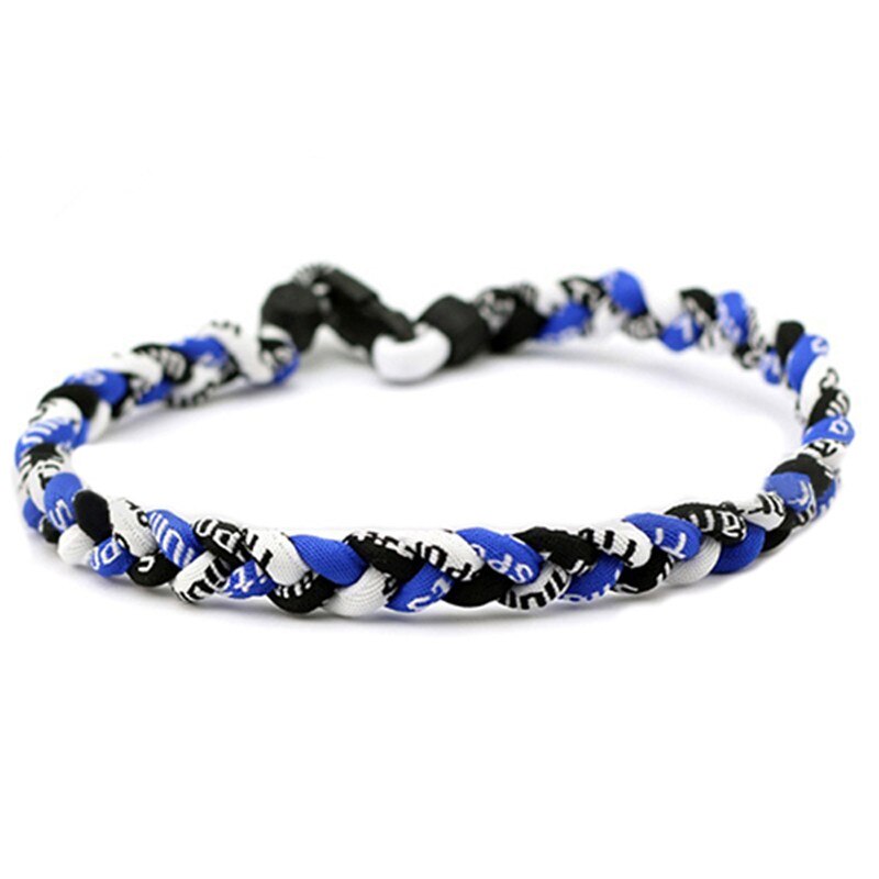 Popular electronic music style Germanium titanium hand-woven silicone necklace Tornado energy sports necklace: blue white black / 48cm