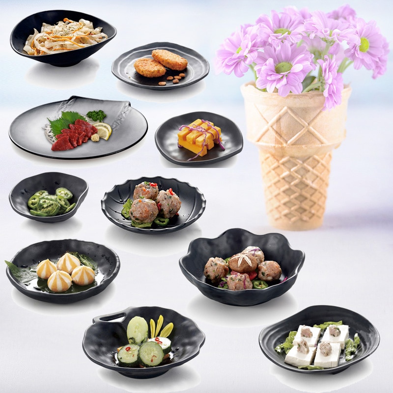 A5 mélamine vaisselle assiette à dîner assiette Larregular plat à soupe avec bouche mélamine porcelaine Imitation vaisselle assiette à rôtir