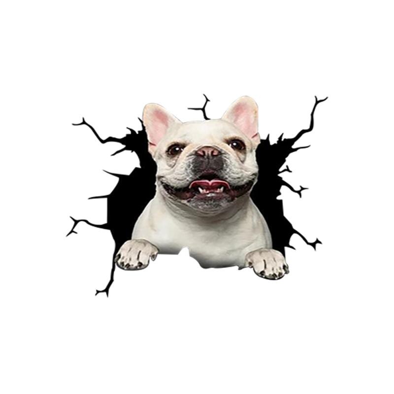 1pc Car Sticker Dog Head Crack Home Motorcycle Wall Windows Decoration Sticker Husky Bulldog Crack Toilet Sticker Fridge Sticker: 05