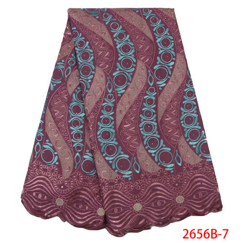 Latest African Cotton Lace Fabric Swiss Voile Lace in Switzerland Nigerian Laces with Stones KS2656B-3: Picture 7